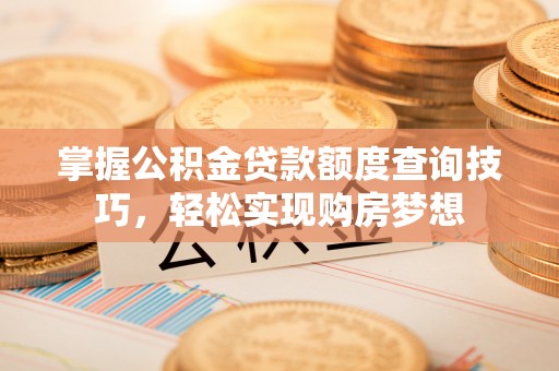 金川掌握公积金贷款额度查询技巧，轻松实现购房梦想